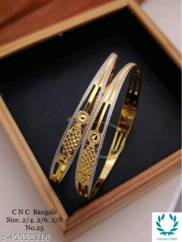 Beautiful Bangles Combination of Sliver and Gold Plating - 2.8